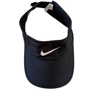 Nike Featherlight Dri-FIT Visor Black Adjustable Running Pickleball Tennis Hat